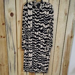 Anne Klein Black And White Geometric Print Dress Size 10 Office Business